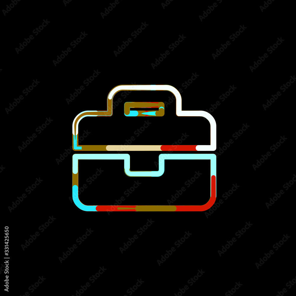 Symbol briefcase from multi-colored circles and stripes. Red, brown, blue, white Symbol briefcase from multi-colored circles and stripes. Red, brown, blue, white