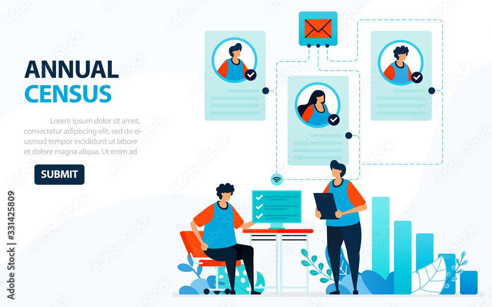 Vector Illustration For 2020 Population Census. Digital Concept With ...