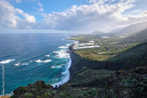 View of the north coast of Buenavista, with landscape of banana plantations from the viewpoint of Punta del Fraile, Tenerife, Canary Islands photo