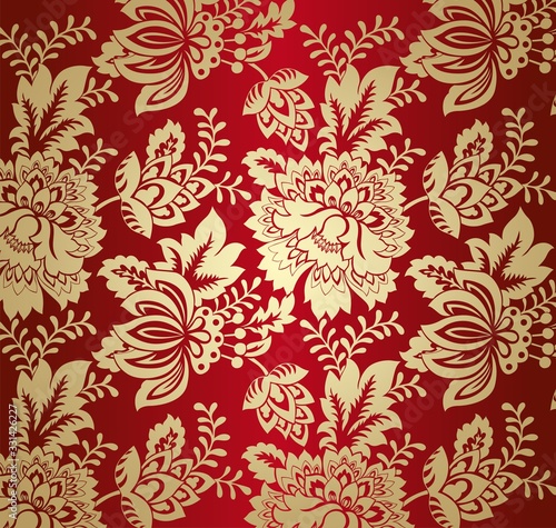 wedding card design, paisley floral pattern , India	