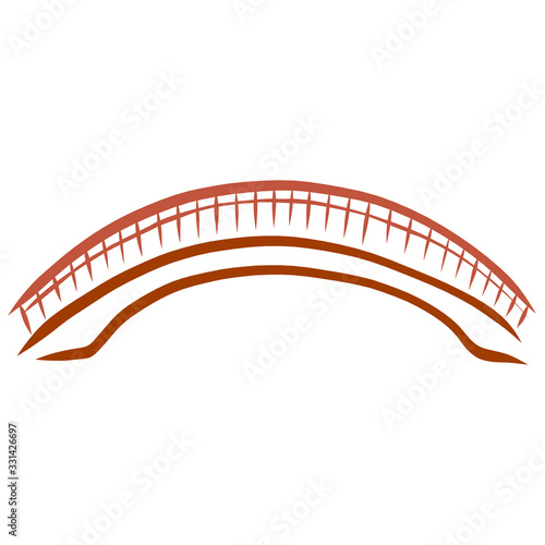 curved bridge with railing, brown pattern on a white background © YuliaRafael Nazaryan