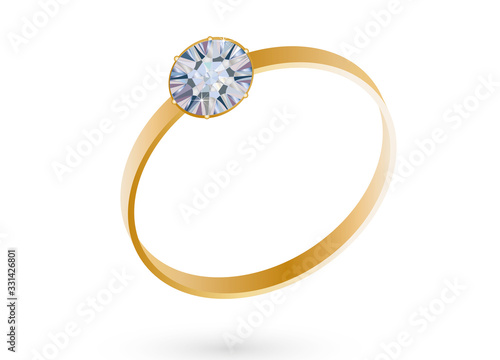 goldener Diamant Ring mit eingefasstem Stein