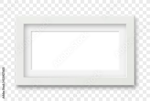 Mockup realistic horizontal picture or photo frame white color isolated on transparent background for your design. Vector illustration EPS10