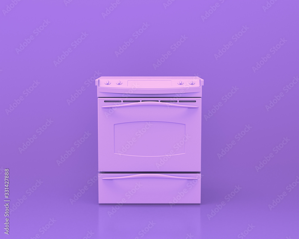 countertop stove oven,Kitchen appliances in monochrome single pink purple color room, 3d rendering countertop stove oven,Kitchen appliances in monochrome single pink purple color room, 3d rendering