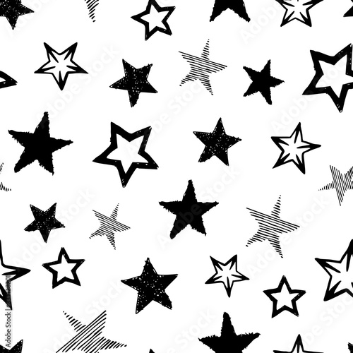 Seamless doodle hand drawn stars