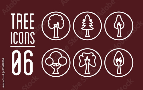 bundle of trees silhouette style icons and lettering
