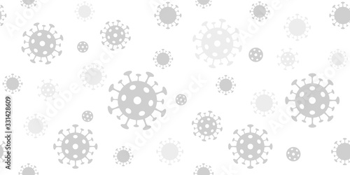 Coronavirus background. Vector seamless pattern with covid-19 virus sign. Light gray backdrop for banners photo