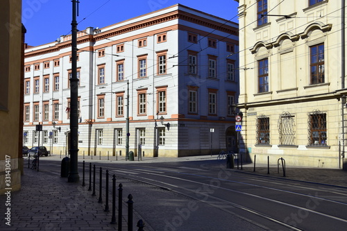 Empty streets in Krakow  quarantine related to the coronavirus epidemic