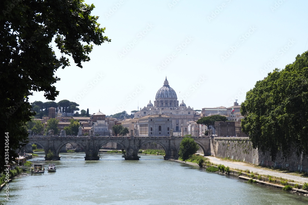 rome, vatican, architecture, italy, city, river, bridge, basilica, church, europe, cathedral, building, travel, landmark, dome, ancient, tourism, roma, water, view, monument