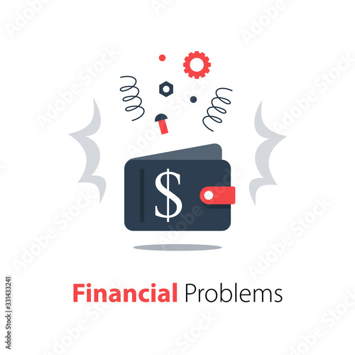 Empty wallet, financial problem, money loss, debt concept