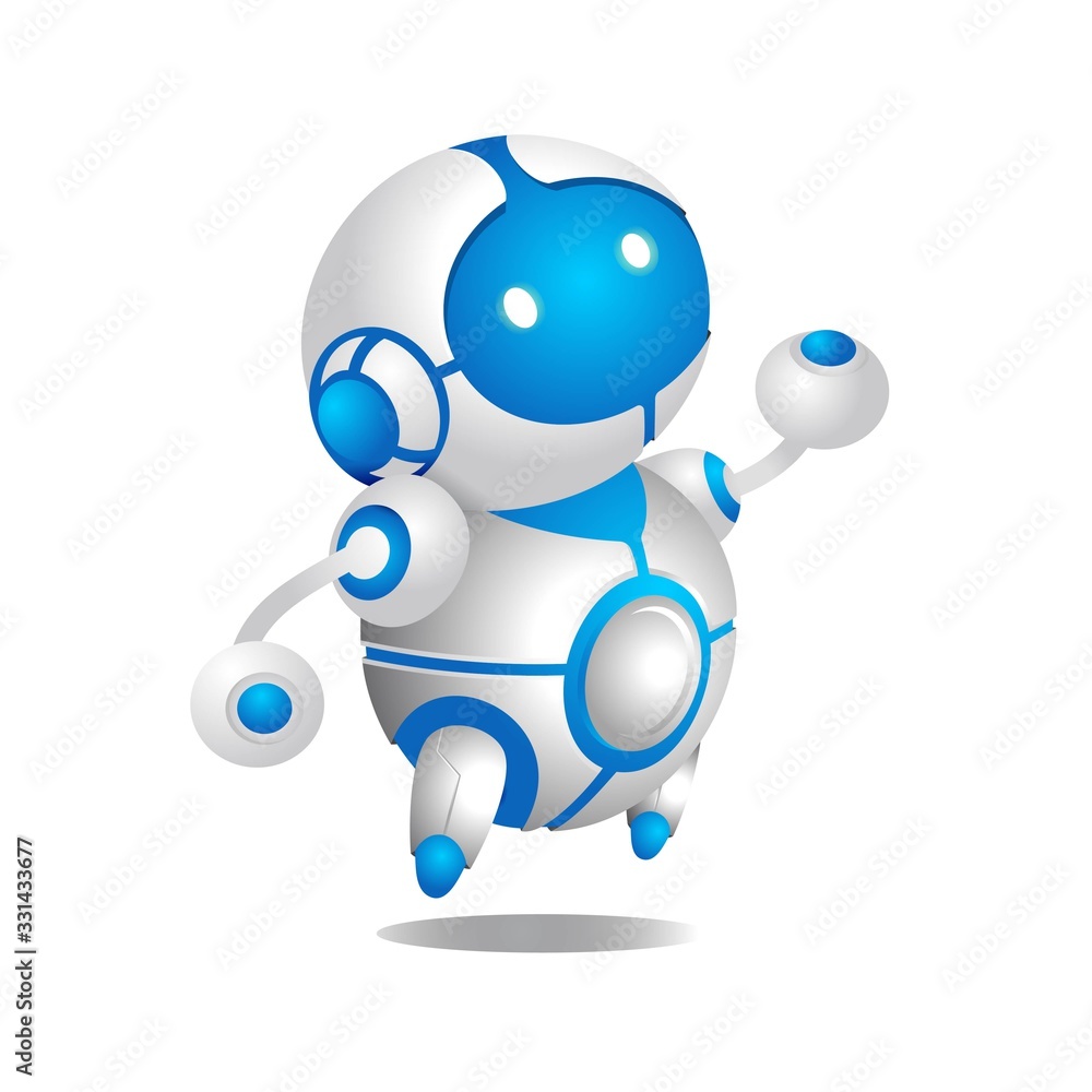 Standing Blue Robot gradient Illustration Standing Blue Robot gradient Illustration
