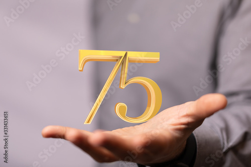 75 Digital number Years Anniversary 3d background.