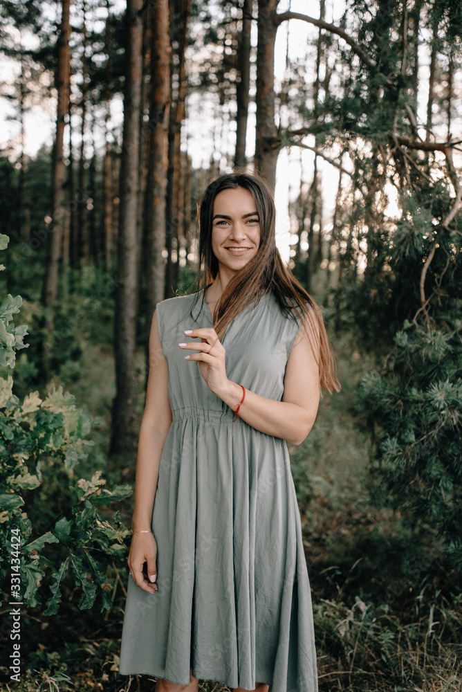 Portrait of romantic woman in fairy forest Portrait of romantic woman in fairy forest