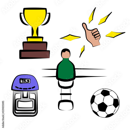 Vector icons on the theme of sport and sports party.