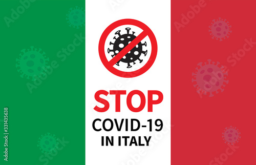Stop coronavirus spreading in Italy. Vector illustration