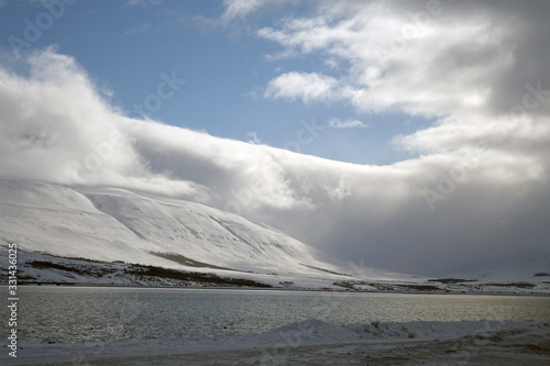 Iceland. mountains and clouds in wintertime