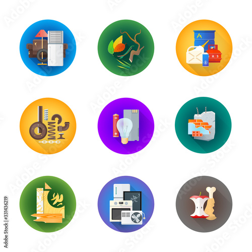 various waste icons management set.