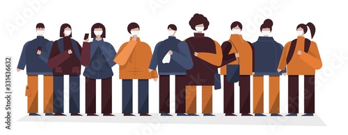 Coronavirus in China. Novel coronavirus 2019-nCoV, people in medical mask. Concept coronavirus quarantine.