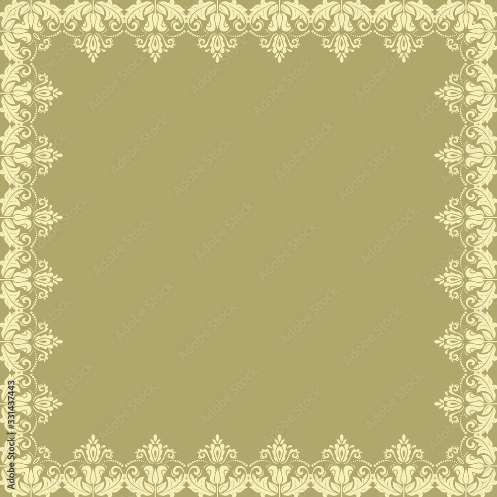 Oriental vector frame with damask, arabesque and floral elements. Abstract golden ornament Oriental vector frame with damask, arabesque and floral elements. Abstract golden ornament