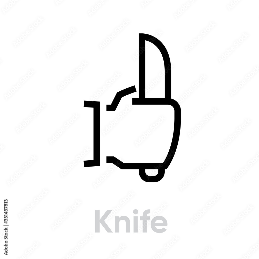 Knife hand gesture icon. Editable line vector. Knife hand gesture icon. Editable line vector.