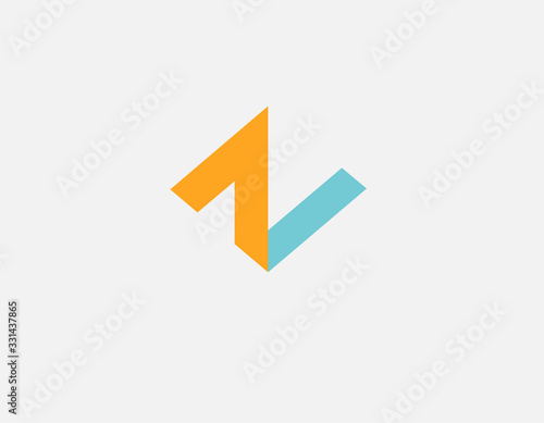 Free Download Abstract geometric volumetric orange and blue color logo icon letter N for your company - GFXLoad
