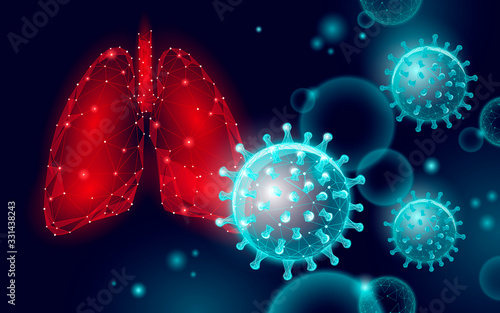 3D human lungs medicine microscopic research concept. Respiratory virus infection cancer danger analysis. Therapy of tuberculosis hospital poster template vector illustration