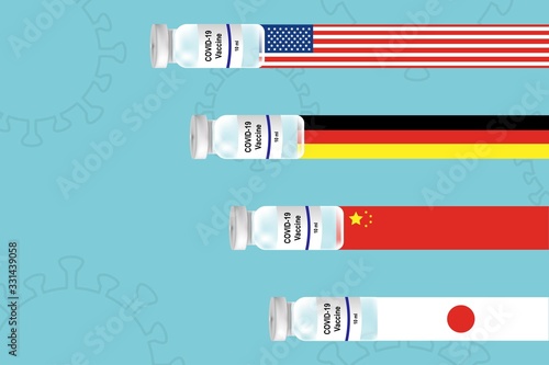 the race between country for developing coronavirus covid-19 vaccine infographic vector illustration