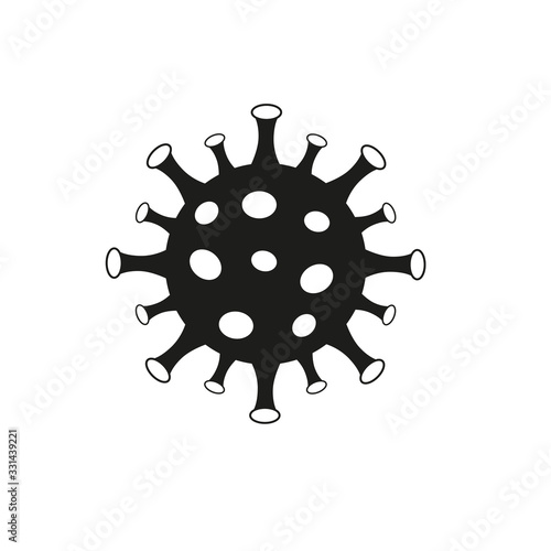 Coronavirus Bacteria Cell Icon, 2019-nCoV. No Infection and Stop Coronavirus Concepts. Corona virus icon. Black on white background isolated. Vector Icon