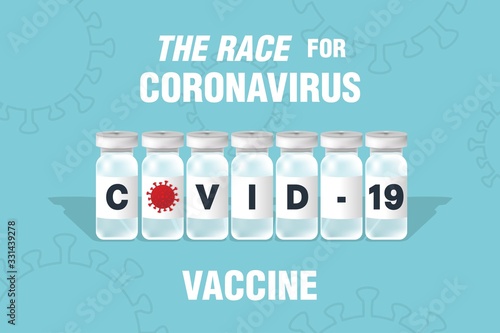 the race for developing coronavirus covid-19 vaccine vector illustration