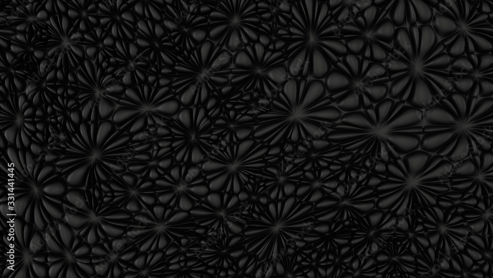 Abstract black flowers wall pattern. Dark background.