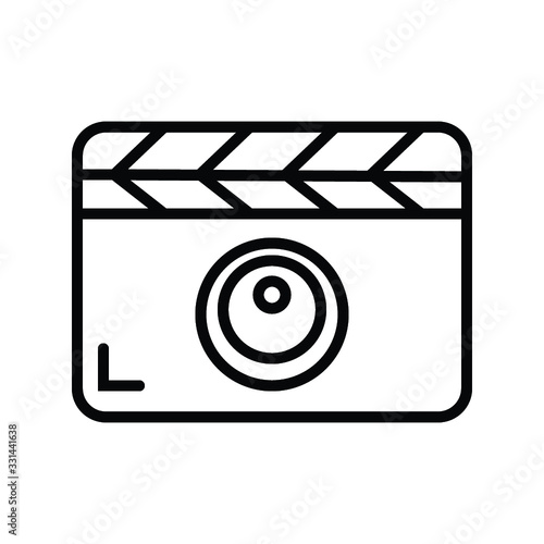 Film clapper and triangle play icon