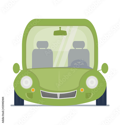 Green car front view illustration