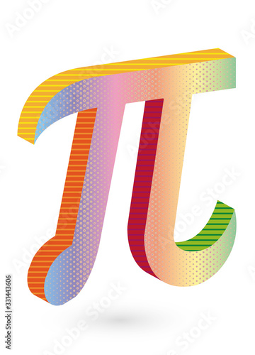 Obraz w ramie farbenfroher griechischer Buchstabe Pi