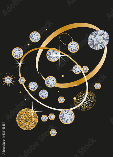 Diamanten Konstellation aus goldenen Ringen