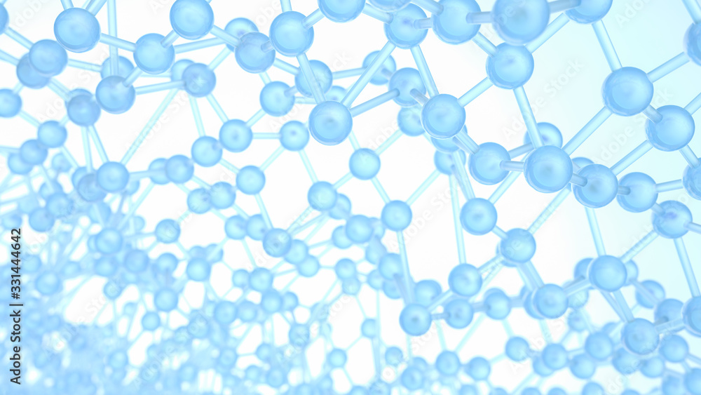 Abstract blue background in empty space. Technology network node concept. Chaotic atoms, DNA or molecule. Abstract blue background in empty space. Technology network node concept. Chaotic atoms, DNA or molecule.