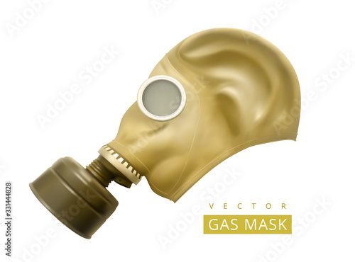 Gas mask isolated on white background. Personal protective equipment against viral, infectious, toxic substances and technogenic, chemical, bacteriological catastrophe