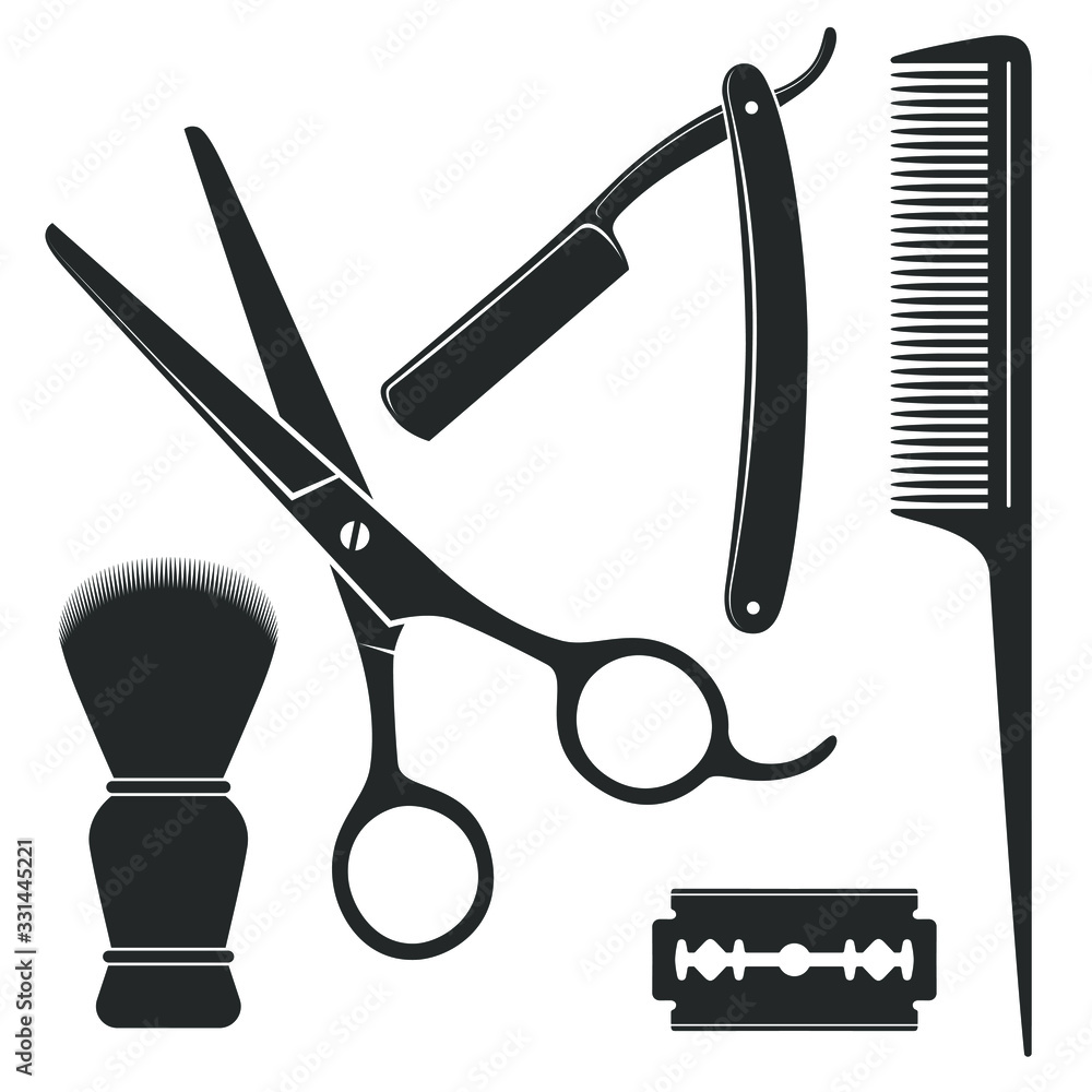 Tools for hairdresser scissors and combs Vector Image