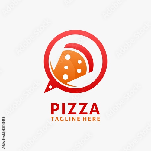 Chat pizza logo design