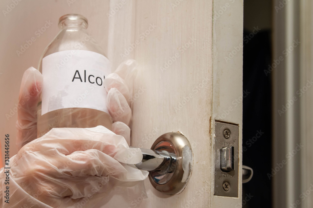 Surface treatment with alcohol to kill germs and viruses. Disinfection