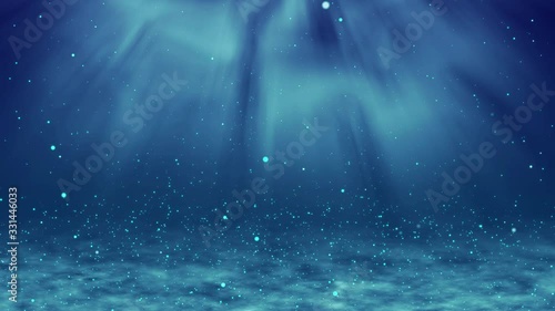 under water with bubble particle and ray light ,blue ocean background 4K 30 FPS