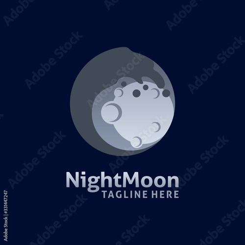Full moon logo design with wave rounded