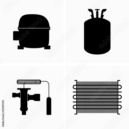 Refrigerator parts and cylinder of a refrigerant photo