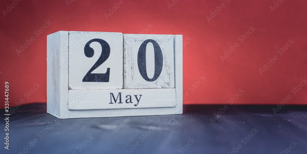 May 20 - May 20th - Beautiful spring - the most positive season of the year - White blocks with date and May symbols May 20 - May 20th - Beautiful spring - the most positive season of the year - White blocks with date and May symbols