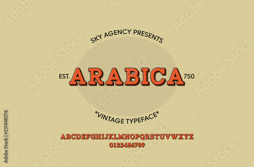 Vintage style font and alphabet for different designs. Arabica typeface