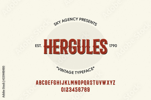 Vintage style font and alphabet for different designs. Hergules typeface