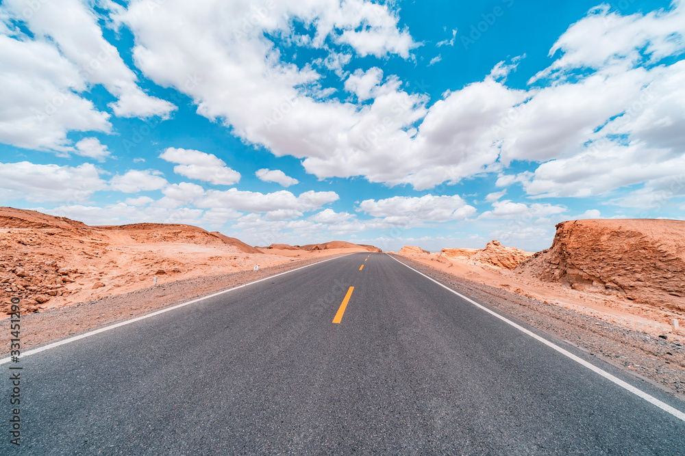 Road straight ahead to desert