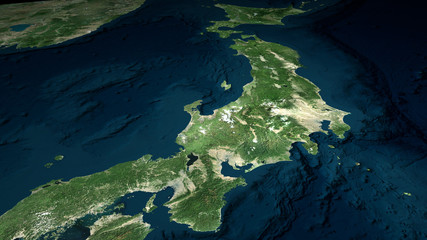 Japan topographic map, elevation, relief
