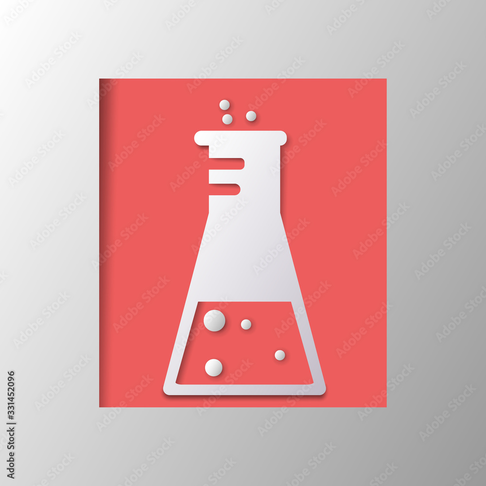 Test tube icon in red background Test tube icon in red background