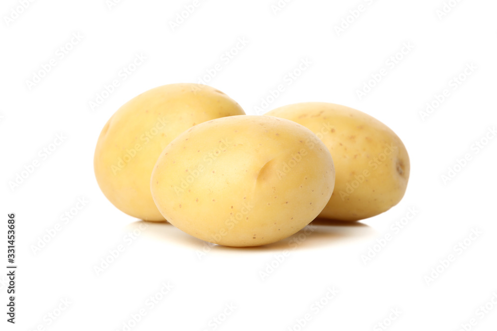 Ripe young potato isolated on white background Ripe young potato isolated on white background