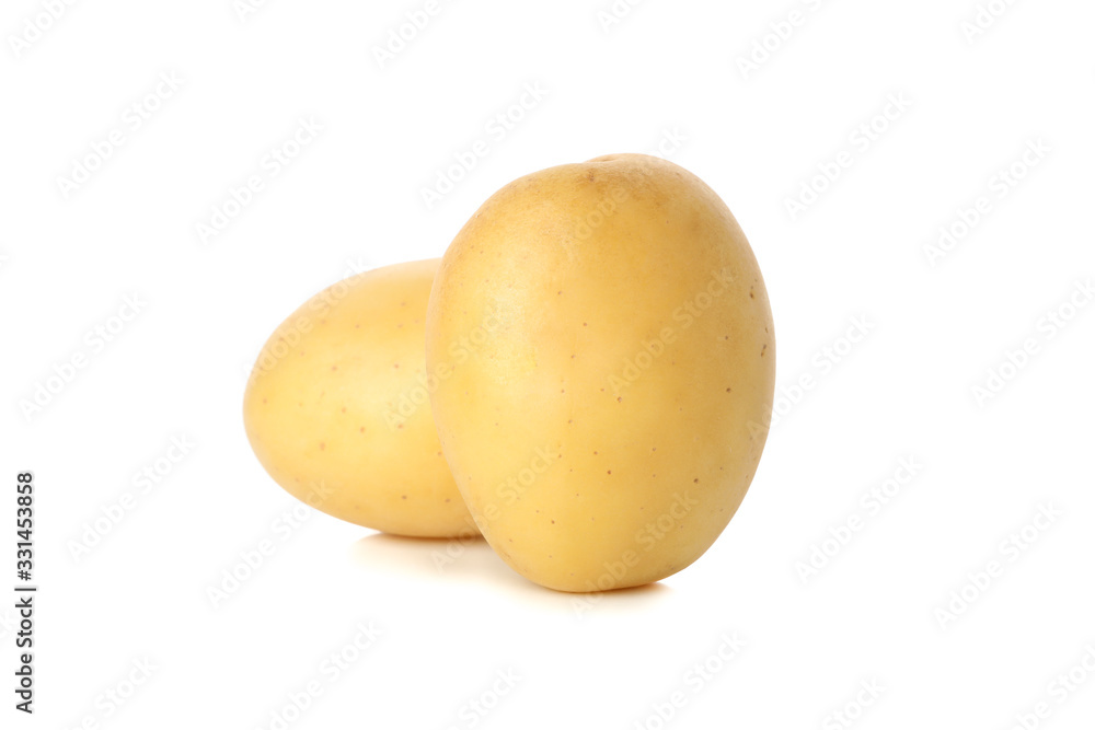 Ripe young potato isolated on white background Ripe young potato isolated on white background